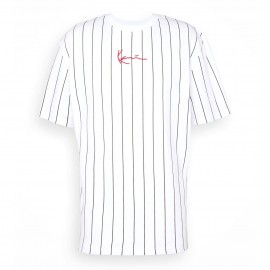 KARL KANI  Small Signature Pinstripe Tee white/black